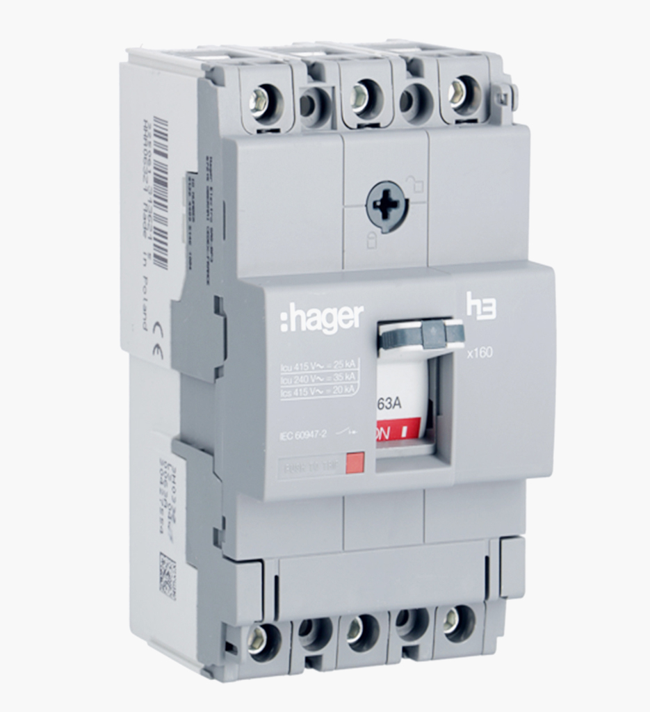 قاطع مولدد كيس ثلاثي هاجر 63 امبير غير قابل للضبط الحراري- 25 كيلو