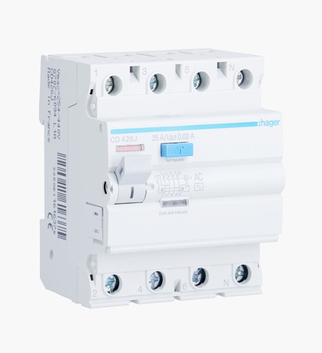 [1050000040] قاطع تيار هاجر رباعي للحماية من التسرب الارضي - 25 أمبير